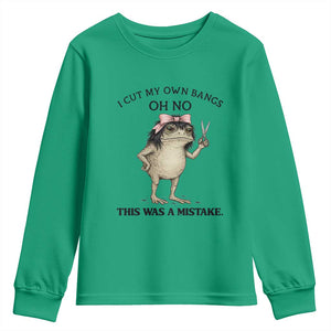 I Cut My Own Bangs Youth Sweatshirt Funny Frog Meme TS14 Irish Green Print Your Wear