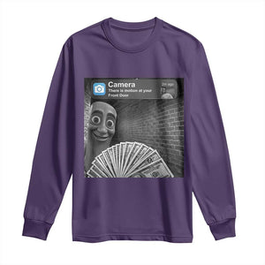 There is Motion at Your Front Door Long Sleeve Shirt Tung Tung Tung Sahur Italian Brainrot Meme TS14 Purple Print Your Wear
