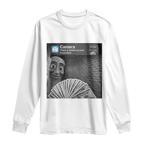 There is Motion at Your Front Door Long Sleeve Shirt Tung Tung Tung Sahur Italian Brainrot Meme TS14 White Print Your Wear