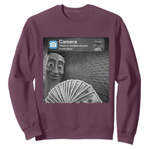 There is Motion at Your Front Door Sweatshirt Tung Tung Tung Sahur Italian Brainrot Meme TS14 Maroon Print Your Wear