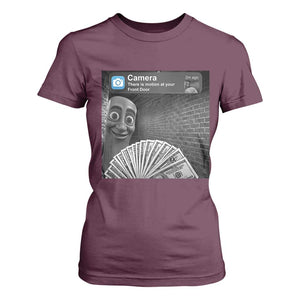 There is Motion at Your Front Door T Shirt For Women Tung Tung Tung Sahur Italian Brainrot Meme TS14 Maroon Print Your Wear