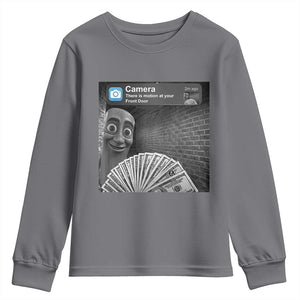 There is Motion at Your Front Door Youth Sweatshirt Tung Tung Tung Sahur Italian Brainrot Meme TS14 Charcoal Print Your Wear