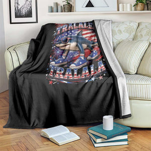 Tralalero Tralala Shark Italian Brainrot 4th Of July Meme Throw Blanket TS14 Print Your Wear