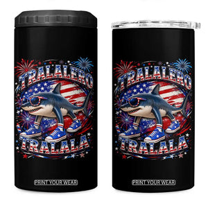 Tralalero Tralala Shark Italian Brainrot 4th Of July Meme 4 in 1 Can Cooler Tumbler TS14 One Size: 16 oz Black Print Your Wear