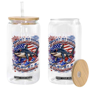 Tralalero Tralala Shark Italian Brainrot 4th Of July Meme Glass Can TS14 Print Your Wear