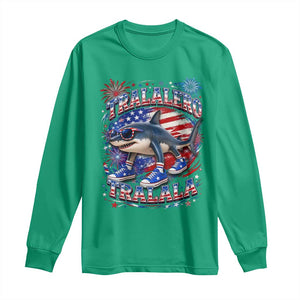 Tralalero Tralala Shark Italian Brainrot 4th Of July Meme Long Sleeve Shirt TS14 Irish Green Print Your Wear