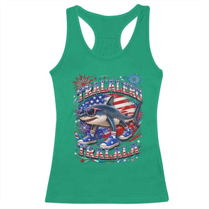 Tralalero Tralala Shark Italian Brainrot 4th Of July Meme Racerback Tank Top TS14 Irish Green Print Your Wear