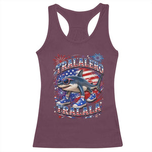 Tralalero Tralala Shark Italian Brainrot 4th Of July Meme Racerback Tank Top TS14 Maroon Print Your Wear