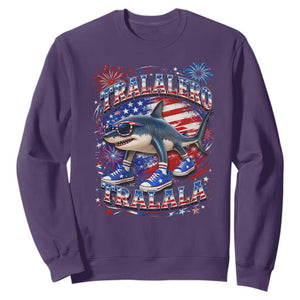 Tralalero Tralala Shark Italian Brainrot 4th Of July Meme Sweatshirt TS14 Purple Print Your Wear