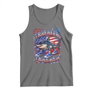 Tralalero Tralala Shark Italian Brainrot 4th Of July Meme Tank Top TS14 Black Heather Print Your Wear