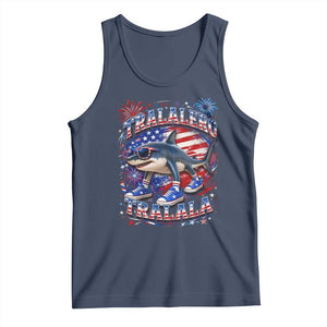 Tralalero Tralala Shark Italian Brainrot 4th Of July Meme Tank Top TS14 Navy Print Your Wear