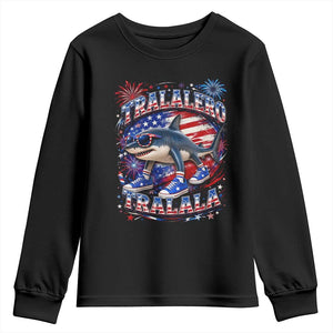 Tralalero Tralala Shark Italian Brainrot 4th Of July Meme Youth Sweatshirt TS14 Black Print Your Wear