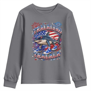 Tralalero Tralala Shark Italian Brainrot 4th Of July Meme Youth Sweatshirt TS14 Charcoal Print Your Wear