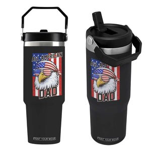 All American Dad 4th of July Flip Straw Tumbler Daddy Eagle USA TS14 One Size: 30 oz Black Print Your Wear