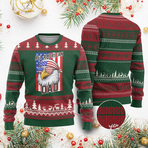 All American Dad 4th of July Ugly Christmas Sweater Daddy Eagle USA TS14 Red Green Print Your Wear