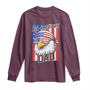 All American Dad 4th of July Long Sleeve Shirt Daddy Eagle USA TS14 Maroon Print Your Wear