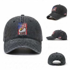 All American Dad 4th of July Washed Cotton Baseball Cap Daddy Eagle USA