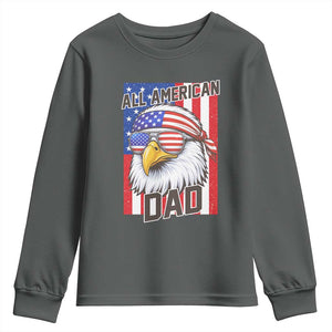 All American Dad 4th of July Youth Sweatshirt Daddy Eagle USA TS14 Dark Heather Print Your Wear