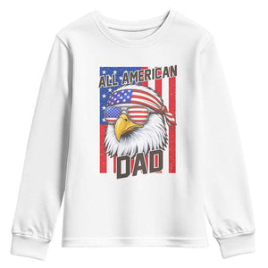 All American Dad 4th of July Youth Sweatshirt Daddy Eagle USA TS14 White Print Your Wear