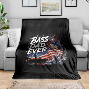Bass Dad Ever Fishing Throw Blanket Patriotic Dad Birthday 4th Of July Gifts