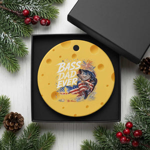 Bass Dad Ever Fishing Ceramic Ornament Patriotic Dad Birthday 4th Of July Gifts