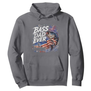 Bass Dad Ever Fishing Hoodie Patriotic Dad Birthday 4th Of July Gifts