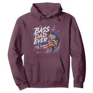 Bass Dad Ever Fishing Hoodie Patriotic Dad Birthday 4th Of July Gifts