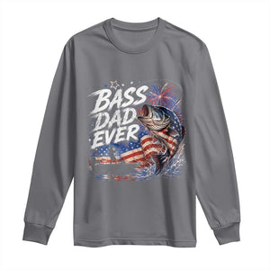 Bass Dad Ever Fishing Long Sleeve Shirt Patriotic Dad Birthday 4th Of July Gifts