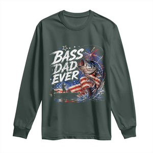 Bass Dad Ever Fishing Long Sleeve Shirt Patriotic Dad Birthday 4th Of July Gifts