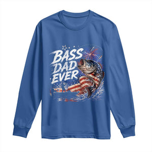 Bass Dad Ever Fishing Long Sleeve Shirt Patriotic Dad Birthday 4th Of July Gifts