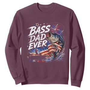 Bass Dad Ever Fishing Sweatshirt Patriotic Dad Birthday 4th Of July Gifts