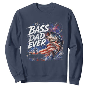 Bass Dad Ever Fishing Sweatshirt Patriotic Dad Birthday 4th Of July Gifts