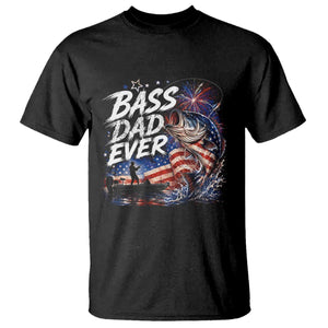 Bass Dad Ever Fishing T Shirt Patriotic Dad Birthday 4th Of July Gifts