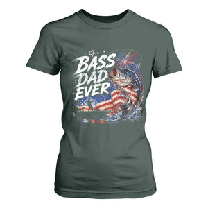Bass Dad Ever Fishing T Shirt For Women Patriotic Dad Birthday 4th Of July Gifts