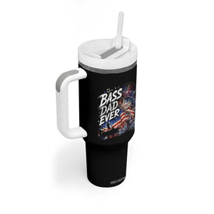 Bass Dad Ever Fishing Tumbler With Handle Patriotic Dad Birthday 4th Of July Gifts