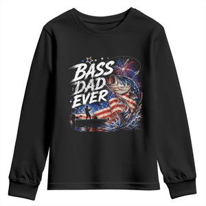 Bass Dad Ever Fishing Youth Sweatshirt Patriotic Dad Birthday 4th Of July Gifts