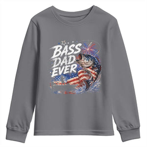 Bass Dad Ever Fishing Youth Sweatshirt Patriotic Dad Birthday 4th Of July Gifts