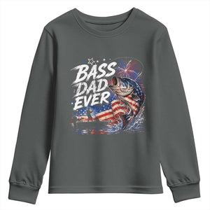 Bass Dad Ever Fishing Youth Sweatshirt Patriotic Dad Birthday 4th Of July Gifts