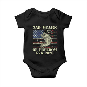 250th Anniversary USA Bass Fishing American Flag Baby Onesie TS14 Black Print Your Wear