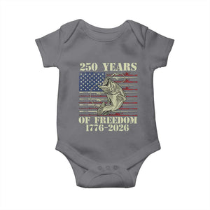 250th Anniversary USA Bass Fishing American Flag Baby Onesie TS14 Charcoal Print Your Wear