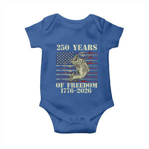 250th Anniversary USA Bass Fishing American Flag Baby Onesie TS14 Royal Blue Print Your Wear