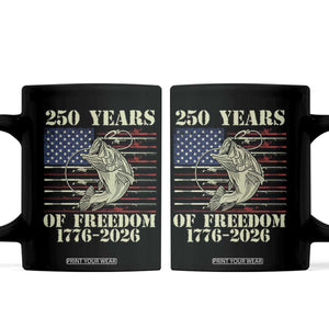 250th Anniversary USA Bass Fishing American Flag Coffee Mug TS14 Black Print Your Wear