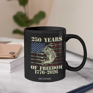250th Anniversary USA Bass Fishing American Flag Coffee Mug TS14 Print Your Wear