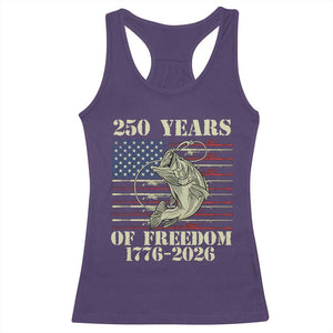 250th Anniversary USA Bass Fishing American Flag Racerback Tank Top TS14 Purple Print Your Wear