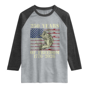 250th Anniversary USA Bass Fishing American Flag Raglan Shirt TS14 Heather Gray Heather Charcoal Print Your Wear