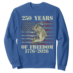 250th Anniversary USA Bass Fishing American Flag Sweatshirt TS14 Royal Blue Print Your Wear