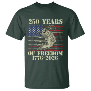 250th Anniversary USA Bass Fishing American Flag T Shirt TS14 Dark Forest Green Print Your Wear