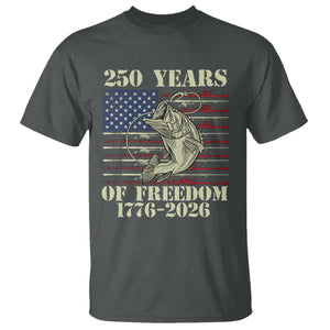 250th Anniversary USA Bass Fishing American Flag T Shirt TS14 Dark Heather Print Your Wear
