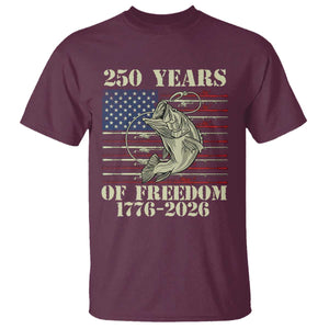 250th Anniversary USA Bass Fishing American Flag T Shirt TS14 Maroon Print Your Wear