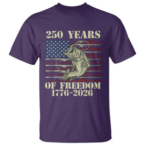 250th Anniversary USA Bass Fishing American Flag T Shirt TS14 Purple Print Your Wear
